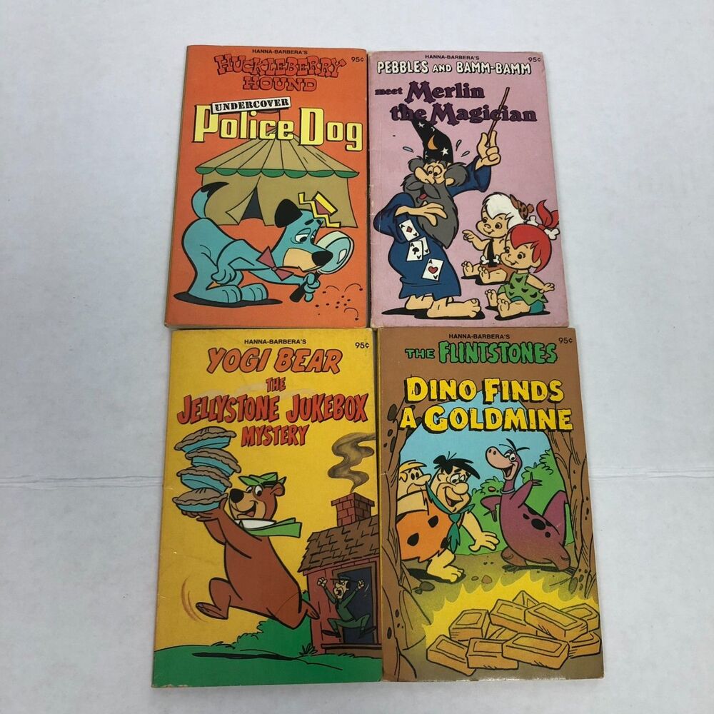 Lot of 4 Vintage 1970s Hanna Barbera Kids Paperback Books Flintstones Yogi Bear